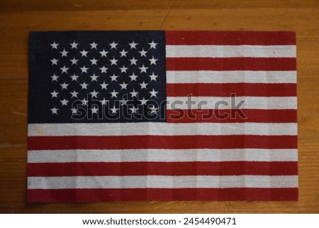 American flag with wood background