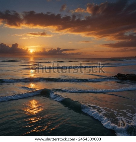 morning sunrise scene in sea wallpaper image