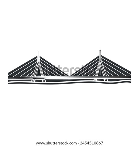 Bridge Icon Silhouette Illustration. Building Vector Graphic Pictogram Symbol Clip Art. Doodle Sketch Black Sign.