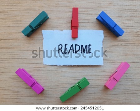 Readme writting on table background.
