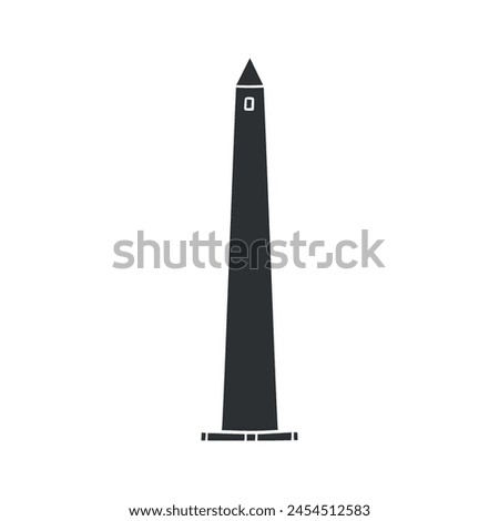 Bunker Hill Monument Icon Silhouette Illustration. Boston Obelisk Vector Graphic Pictogram Symbol Clip Art. Doodle Sketch Black Sign.