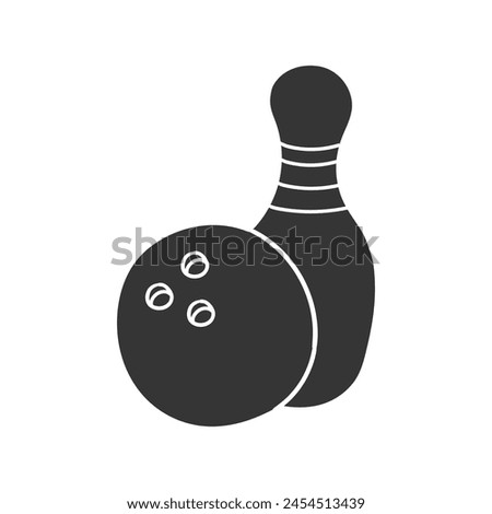 Bowling Icon Silhouette Illustration. Sport Ball Vector Graphic Pictogram Symbol Clip Art. Doodle Sketch Black Sign.