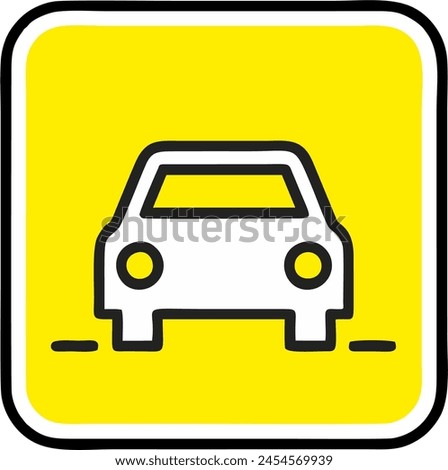 Parking sign for a car .White traffic signs on yellow background.Isolated vector illustration. this sign parking only for car. not another transportation.