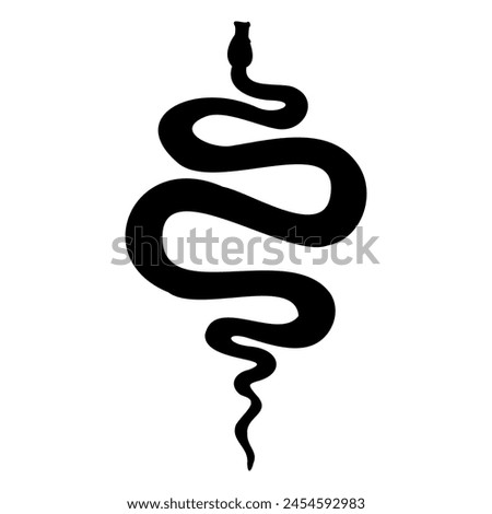 Snake vector illustration. Silhouette of venomous Serpent. Engraving of occult Viper painted by black inks. Etched drawing of python. Art of cobra poisonous animal or anaconda. Etched drawing.