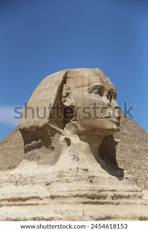 Great Sphinx, Giza, Great Sphinx of Giza, Cairo, El Cayro, Egypt, pharaoh, Pharaohs, Archaeology, necropolis, Egyptology, Kefren, nemes, Horus, World Heritage Site Royalty-Free Stock Photo #2454618153