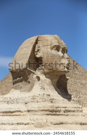 Great Sphinx, Giza, Great Sphinx of Giza, Cairo, El Cayro, Egypt, pharaoh, Pharaohs, Archaeology, necropolis, Egyptology, Kefren, nemes, Horus, World Heritage Site Royalty-Free Stock Photo #2454618155