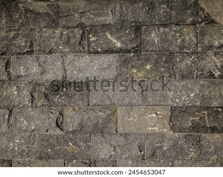 Wide grey brick wall panoramic background texture. Home and office design backdrop