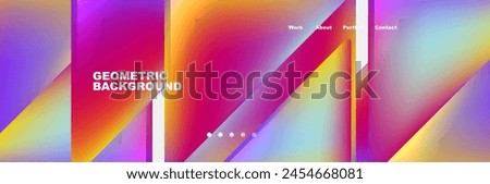 A vibrant geometric background featuring a rainbow colored gradient with hues of pink, violet, magenta, and electric blue. The pattern consists of colorful rectangles and tints and shades Royalty-Free Stock Photo #2454668081