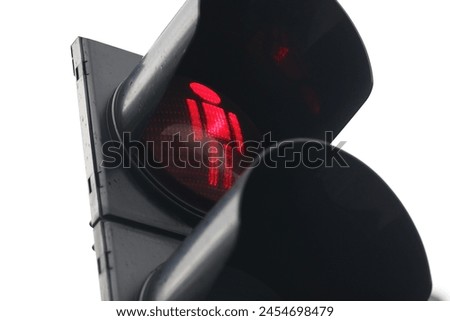 Pedestrian traffic light. Red light stop sign. Isolated on white. Closeup symbol. Standing person graphic design. Pedestrian crossing background.