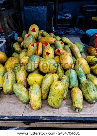 Papaya at Traditional Market In Indonesia