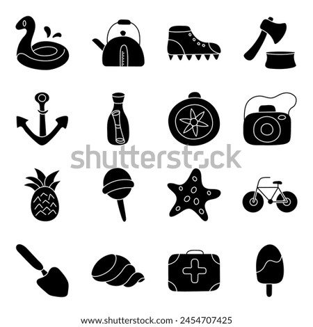 Pack Of Summer Accessories solid Icon

