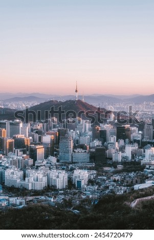 Seoul City Skyline at Dusk, Urban Landscape Photography, Seoul Tower, Mobile Wallpaper