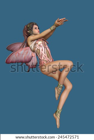 3d computer graphics of a hovering fairy with butterfly wings