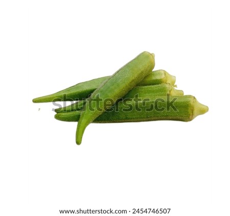 okra with isolated on white background, lady finger, okra, fresh vegetables