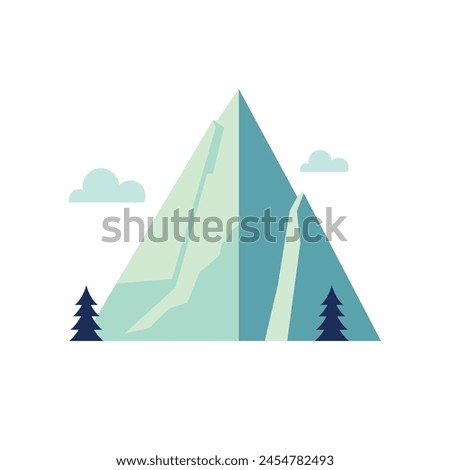 Simple iceberg flat icon, ice mountain vector illustration, mountains clip art