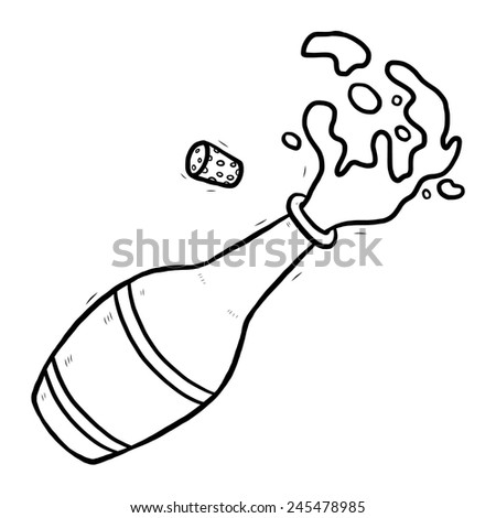 bottle splashing / cartoon vector and illustration, black and white, hand drawn, sketch style, isolated on white background.