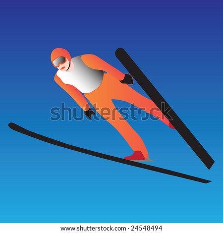 skier jumping, vector, sport