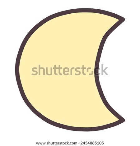 Clip art of simple silhouette in the shape of a cute crescent moon