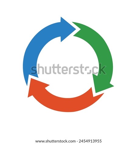 THREE ARROW CIRCLE CYCLE COLOURED VECTOR ILLUSTRATION ISOLATED