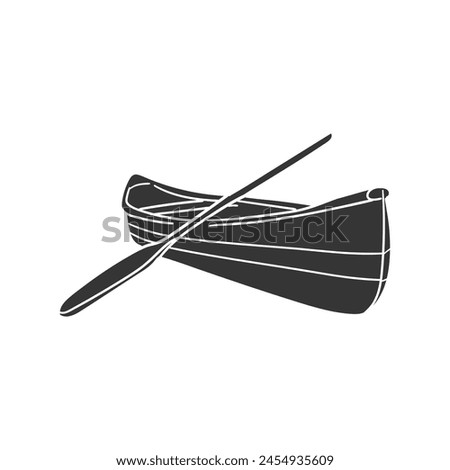 Canoe Icon Silhouette Illustration. Kayak Vector Graphic Pictogram Symbol Clip Art. Doodle Sketch Black Sign.