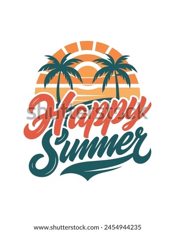 Vintage Typography: Spread Summer Joy with Happy T-Shirt Designs