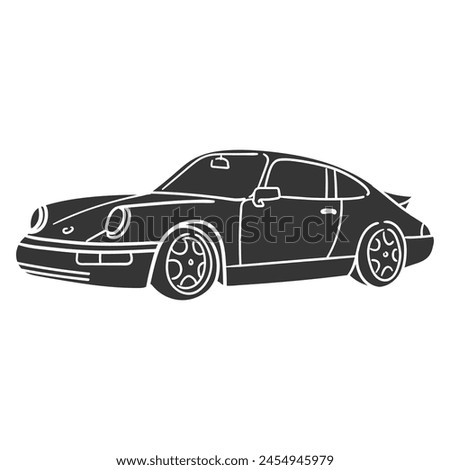 Classic Car Icon Silhouette Illustration. Vehicles Vector Graphic Pictogram Symbol Clip Art. Doodle Sketch Black Sign.