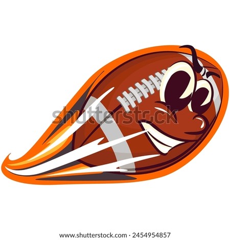 american football cartoon vector isolated clip art illustration mascot glides very fast, vector work of hand drawn