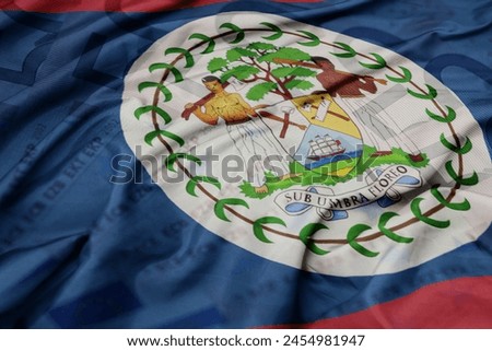 waving colorful national flag of belize on a euro money banknotes background. finance concept. macro shot