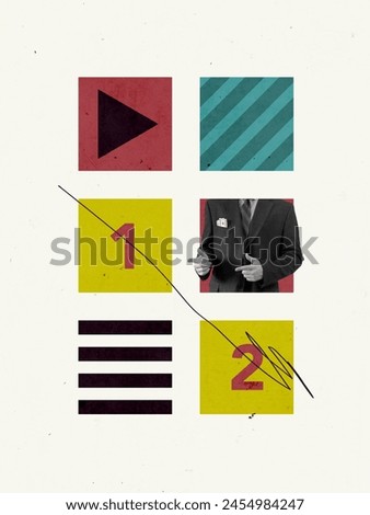 Business Concept Creative Art Collage Poster Post Card Modern Texture Background Copy Space 