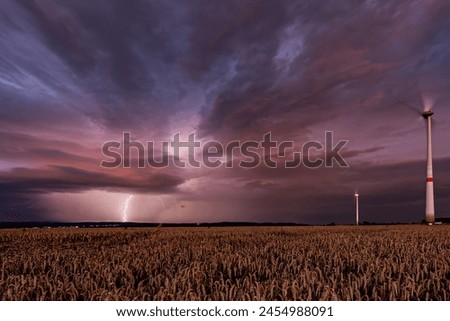 Earth lightning at blue hour over Germany