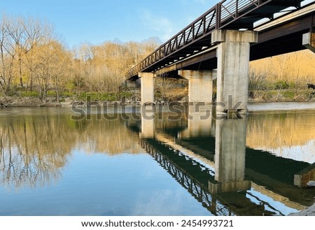 Empty trestle reflection water calm