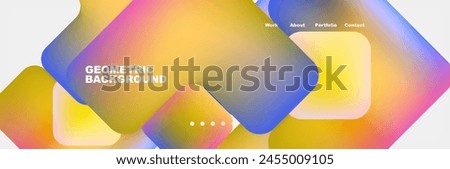 A vibrant geometric background featuring colorful squares on a white canvas. The electric blue hues create a striking pattern of rectangles and triangles, giving it an artistic and eyecatching look Royalty-Free Stock Photo #2455009105
