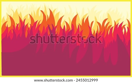 Illustration of a burning on a background of yellow and red. large and big fire illustration design. Fire background element. Fire element background for your design needs