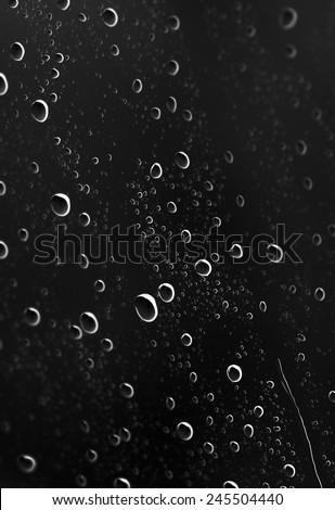 Water drops on black glass