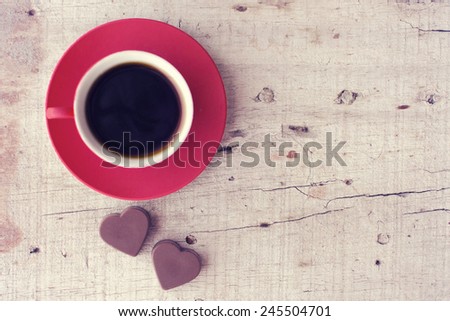 Love sweet heart with cup of coffee