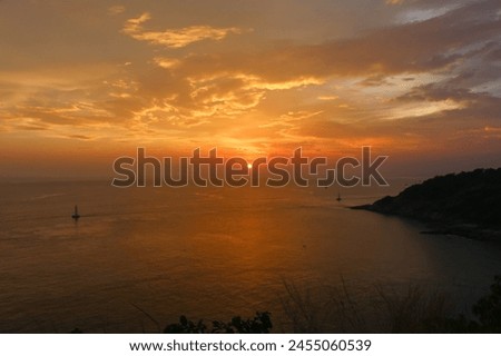 Beautiful sunset of sea and beach in Thailand