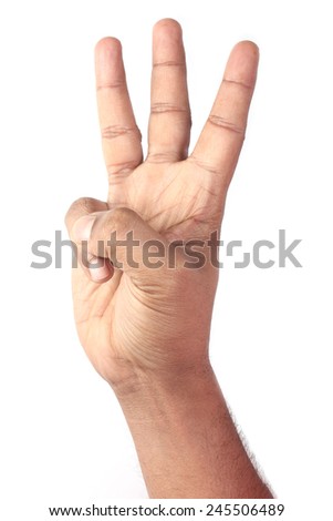 Sign Language. Hand Showing Sign of W Alphabet.