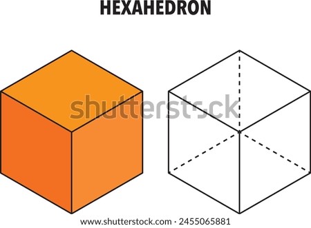 Image objects Platonic solids: cube hexahedron. Illustration platonic solids hexahedron cube in flat style. Vector icon poster Platonic solid figures. Royalty-Free Stock Photo #2455065881