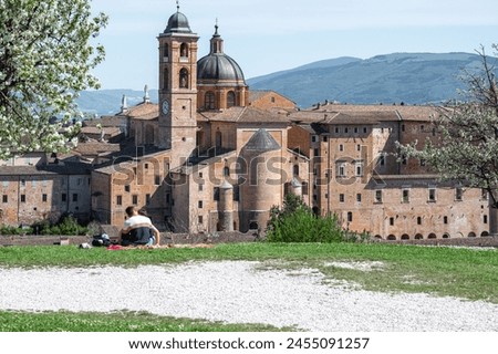 Italy, 25 April 2024: Renaissance architecture of the historic center of Urbino with its Palazzo Ducale, a UNESCO heritage site in the province of Pesaro and Urbino in the Marche region Royalty-Free Stock Photo #2455091257