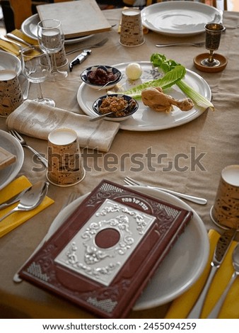 High resolution close up image of the Jewish Passover table- Israel