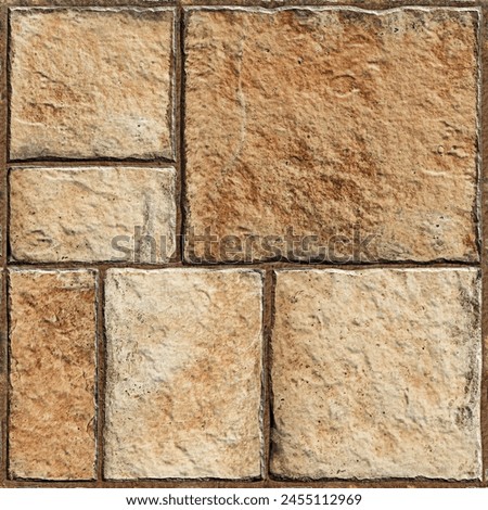 Ceramic parking tile for indoor and outdoor, square stone pattern flooring design with classic brown and beige colour, heavy-duty tile or paver block