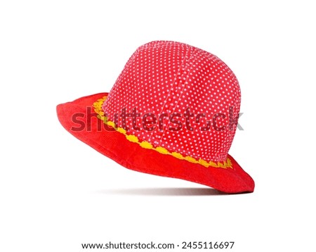 red children's bucket hat Isolated on a white background