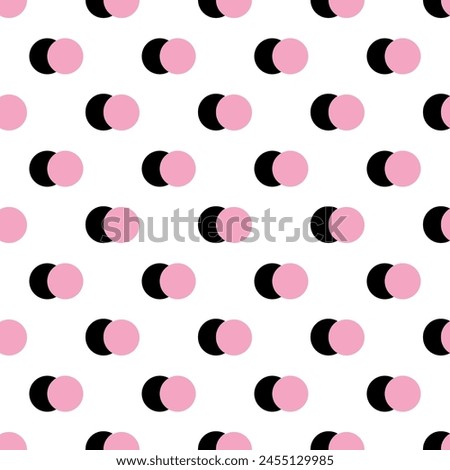 Seamless circle pattern background with pink and black polka dots. Can be used for wallpaper, wrapping paper, cards, pattern for clothes and others.
