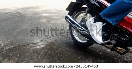 kick starter to start the motorbike, motorcycle broken down The engine won't start. The engine has a problem Royalty-Free Stock Photo #2455149453