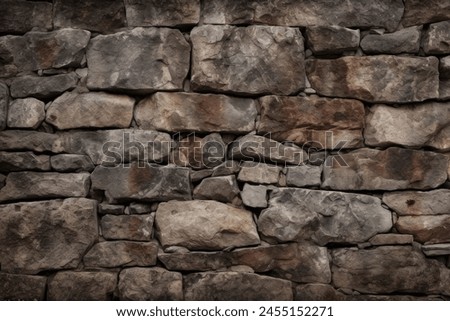 Processed collage of old medieval stone wall texture in daylight. Background for banner, backdrop or texture for 3D mapping