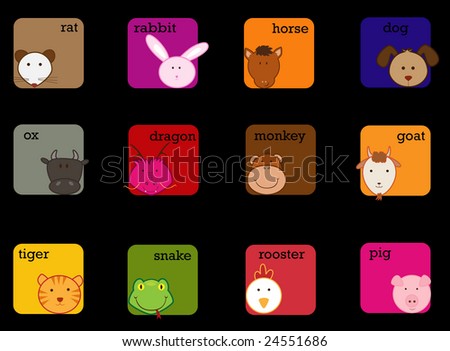 cute chinese vector astrology