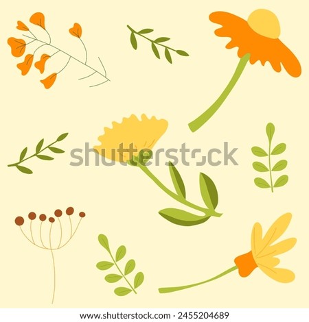 Seamless spring floral and leaves pattern