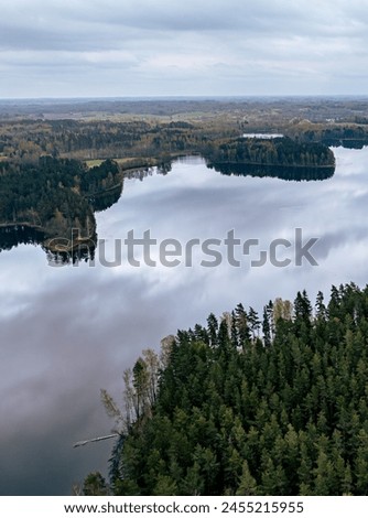 Jazinka, Jazinka lake - spring landscape. Latvian nature views, Latgale.