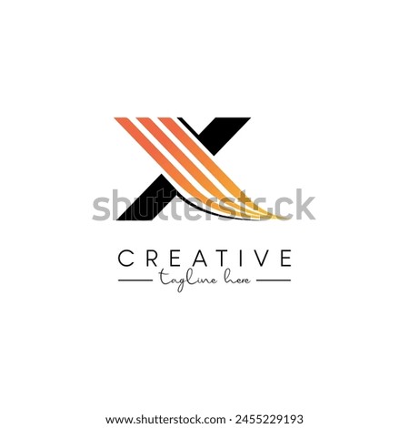 Creative Unique Letter X Swoosh Logo Design, Initial Vector Symbol.