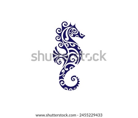 Blue cartoon seahorse isolated on white background. Vector illustration, print for background, print on fabric, paper, wallpaper, packaging.